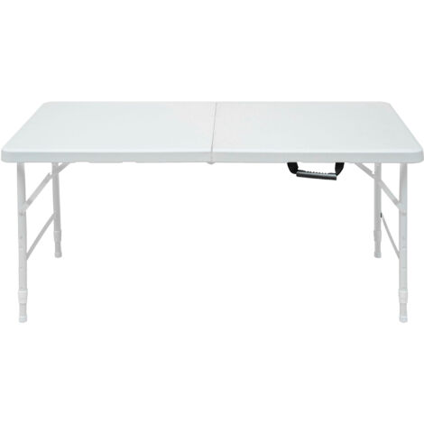 Table de loisir 124.97 cm, pliable, réglable en hauteur, idéale pour extérieur/maison/bureau, antirouille et facile à nettoyer (blanc) (1/5)