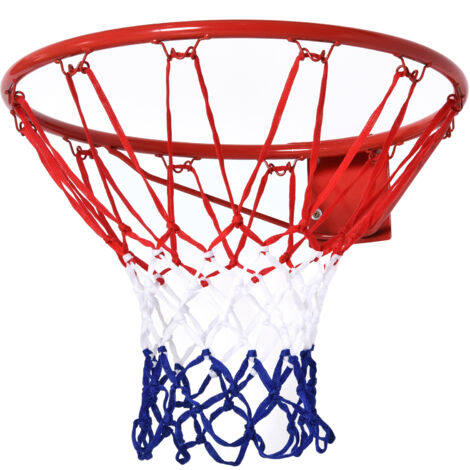 Panier de basketball avec filet 46 cm, tube en acier et nylon, rouge bleu blanc, idéal pour jardin et loisirs (1/5)