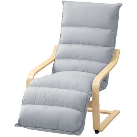 Fauteuil relax avec repose-pieds réglable, velours aspect salon, fauteuil basculant avec accoudoirs, gris clair (1/5)