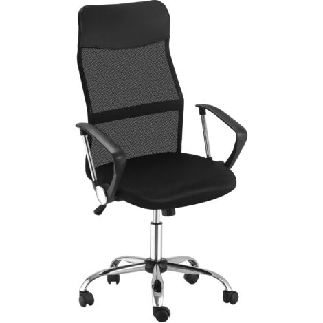 Bureau chaise ergonomique en filet, noir, réglable en hauteur, pivotante avec fonction basculante, fauteuil de jeu/directeur. (1/5)