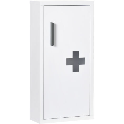 Armoire à pharmacie blanche 3 étagères intérieures & fermeture magnétique pour médicaments 40x15x53,5 cm (1/5)
