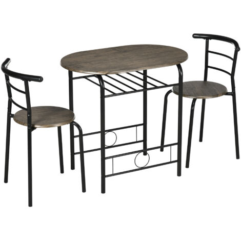 Table de Bistro avec 2 Chaises, Table de Cuisine, 80 x 53 x 74,5 cm, Noir (1/5)