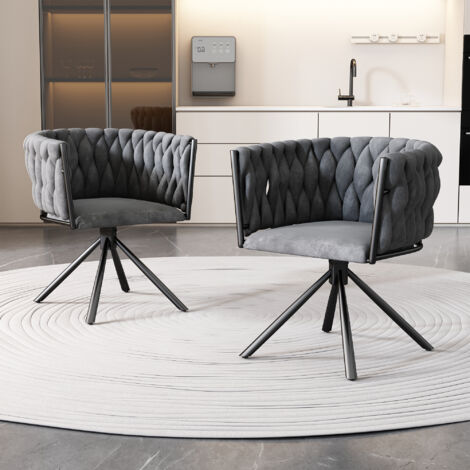 Lot salon chambre gris, 2 pièces, fauteuil pivotant de luxe clair à quatre pieds métalliques (1/5)