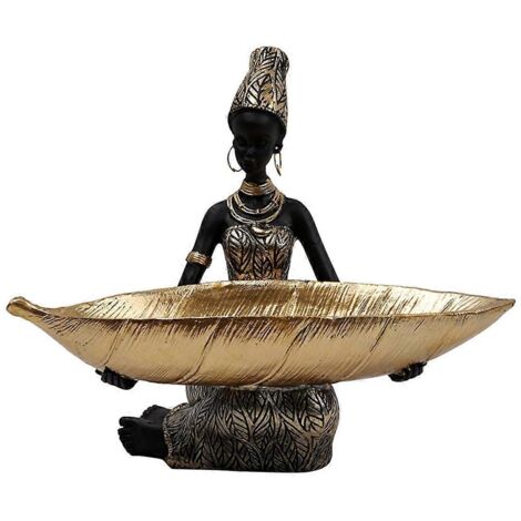 Plateau en résine représentant une femme noire - Décoration de luxe pour la maison : coupe à fruits (1/5)