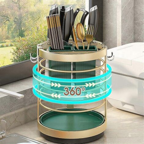 Support porte-couteaux pour couteaux de cuisine, support en métal blanc (1/5)