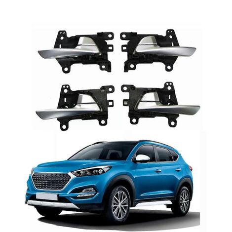Lot de 4 poignées de porte intérieures avant et arrière pour Hyundai - Noir et argent (1/5)