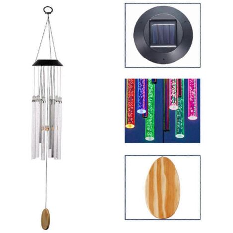 Carillon éolien solaire à LED, lumière de différentes couleurs, éclairage extérieur étanche. (1/5)