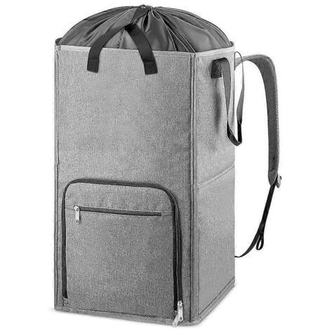 Grand sac à dos à linge pour étudiants, panier à linge résistant - Gris (1/5)