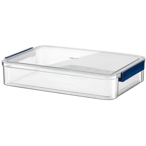 Boîte de rangement transparente A4, portable, en plastique bleu pour documents. (1/5)