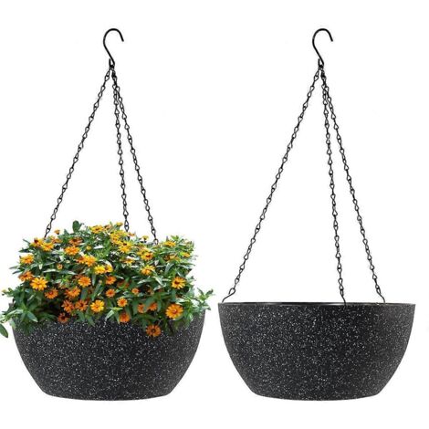 Pots pour plantes d'extérieur avec trous de drainage et chaînette - Noir (1/5)