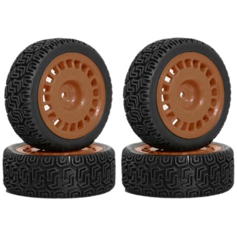 Lot de 4 pneus rallye 68 mm en caoutchouc pour jantes de voiture, pièces de rechange marron (1/5)
