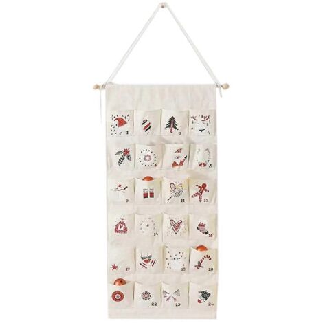 Calendrier de l'Avent en tissu avec pochettes - Compte à rebours de 24 jours (1/5)