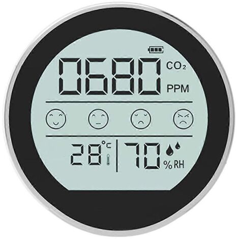 Moniteur de qualité de l'air, compteur de CO2, détecteur de dioxyde de carbone, argent-- (1/5)
