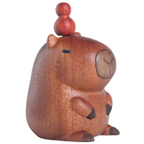 Statues d'animaux en bois - Figurine miniature de capybara en bois - Ornement (1/5)