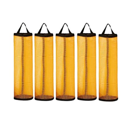 Support mural pour sacs poubelles de cuisine, rangement visuel suspendu, noir et jaune. (1/5)