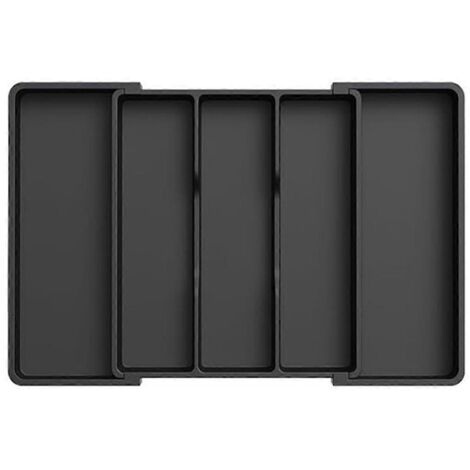 Récepteur de tiroir à vaisselle réglable, plateau à vaisselle extensible - Noir - (1/5)