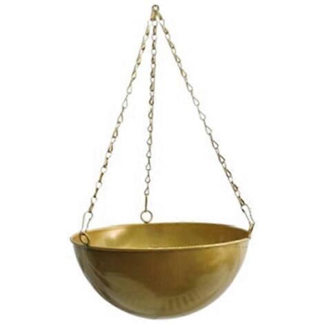 Jardinière suspendue décorative d'intérieur, dorée, grande -- (1/5)