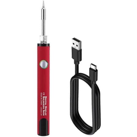 Kit de mini fer à souder à filetage 510, tension réglable à 3 vitesses, rouge-- (1/5)