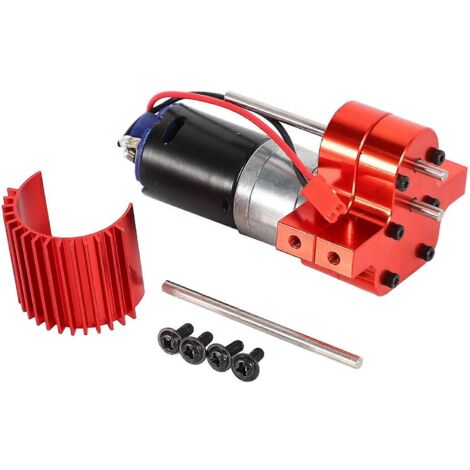 Moteur à balais + dissipateur thermique en alliage avec engrenages en acier, rouge -- (1/5)