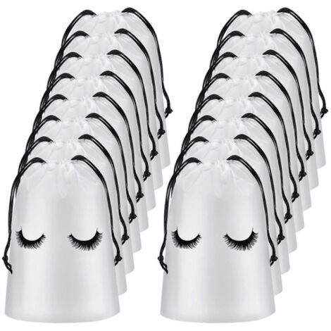 50 pochettes de soin pour extensions de cils, trousses de maquillage, pochettes de toilette blanches, taille M (1/5)