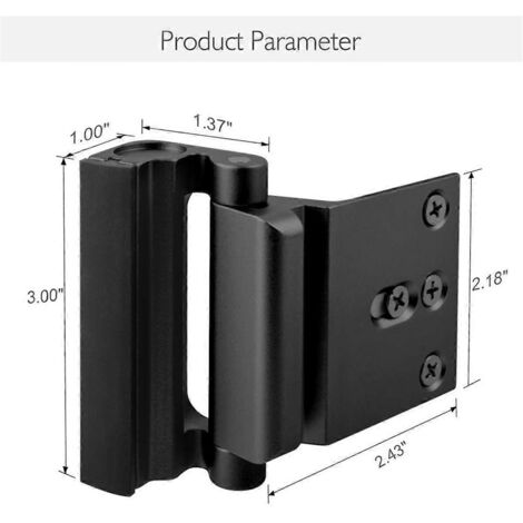 Serrure de sécurité pour porte d'entrée, serrure de renforcement pour porte d'entrée noire -- (1/5)