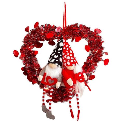 Nouvelle couronne de Saint-Valentin pour porte d'entrée, couronne de cœurs artificiels -- (1/5)