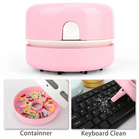 Aspirateur de bureau Mini Nettoyeur de poussière de bureau Rose-- (1/5)