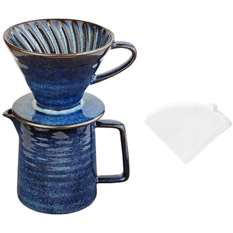 Cafetière à filtre manuel, cafetière en céramique avec 40 filtres en papier --- (1/5)