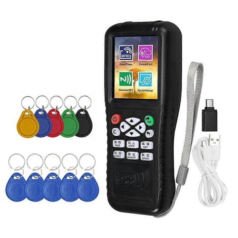 Lecteur/graveur de cartes à puce RFID NFC X100 + porte-clés 5 x UID/5200 - Noir