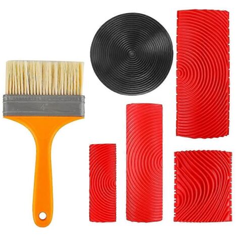 Lot de 6 outils pour imiter le grain du bois, en caoutchouc souple, pour la peinture et le modelage du grain du bois. (1/5)