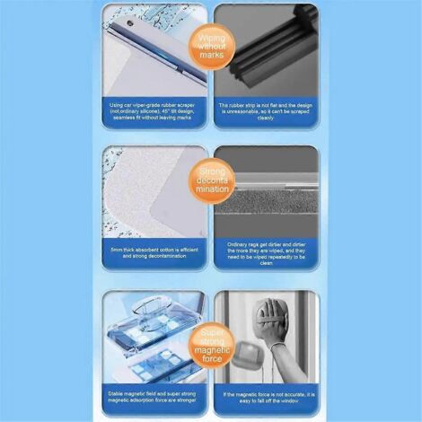 Brosse magnétique de nettoyage de vitres pour usage domestique, double face - (1/5)