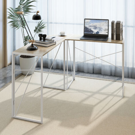 Bureau d'angle en L design moderne, table PC ordinateur portable, bureau d'étude pour maison et bureau (1/5)