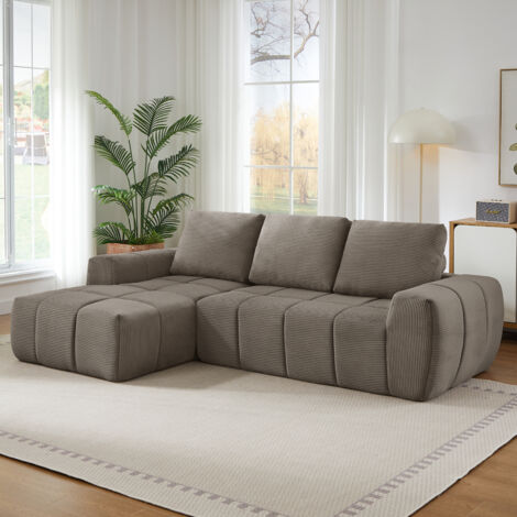 Canapé de compression, grand canapé d'angle moderne, canapé d'angle en velours de luxe avec coussins amovibles, canapés rembourrés pour salon, appartement et bureau, sans montage nécessaire (1/5)