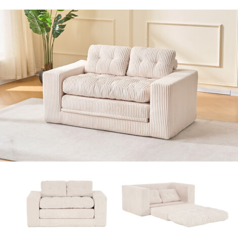 Canapé-lit 2 places en velours avec mousse mémoire – assemblage non requis, fonction 2-en-1 – canapé compact pour petits espaces, appartements, bureau à domicile et chambre (1/5)