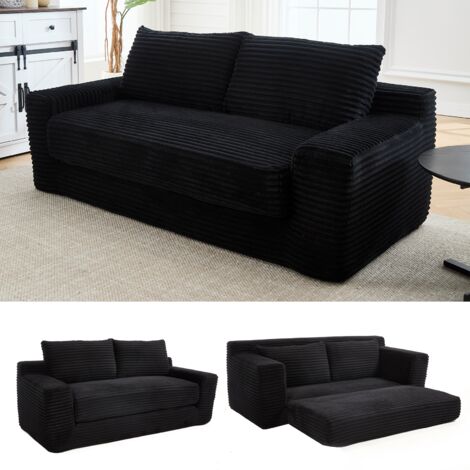 Canapé deux places avec mousse mémoire – montage non requis, fonction 2-en-1, revêtement en velours côtelé – canapé compact pour petits espaces, appartements, bureau à domicile et chambre (1/5)