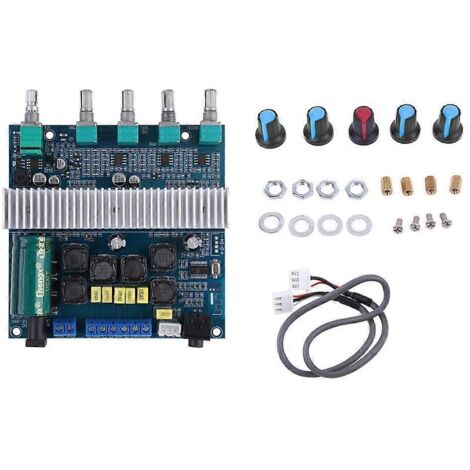 Carte d'amplificateur de subwoofer 2.1 canaux compatible Bluetooth 5.0 TPA3116D2 (2 x 50 W + 100 W) avec égaliseur stéréo numérique et entrée auxiliaire (à monter soi-même - sans Bluetooth). (1/5)