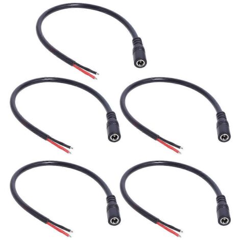 Câble d'alimentation électrique avec connecteur mâle/femelle DC 5,5 x 2,1 mm, fil nu, 30 cm. (1/5)
