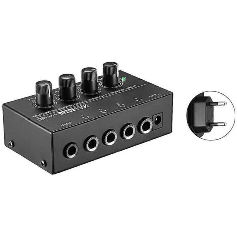 Amplificateur de casque stéréo miniature HA400 à 4 canaux avec adaptateur secteur US//EU/AU-EU- (1/5)