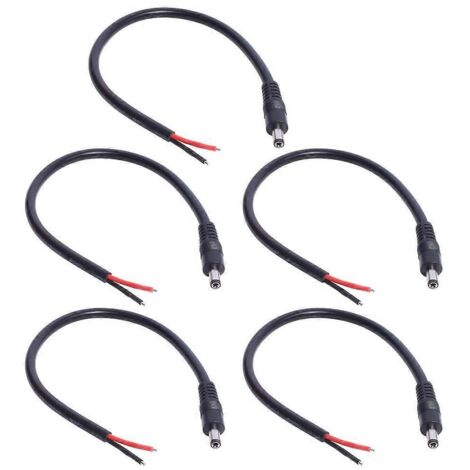 Câble d'alimentation avec connecteur mâle/femelle DC 5,5 x 2,1 mm, fil nu, 30 cm. (1/5)