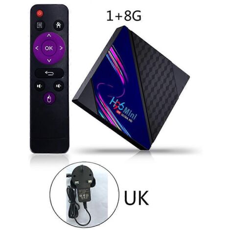 H96 Mini V8 RK3228A 8 Go/16 Go pour boîtier TV intelligent compatible 1080p, Wi-Fi, 4K, Bluetooth, lecteur multimédia YouTube, processeur quadricœur, 1 GHz, prise britannique. (1/5)