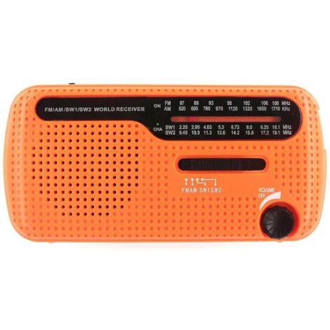 Radio portable AM/FM/SW1/SW2 à manivelle avec lampe de lecture et lampe de lecture intégrée. (1/5)
