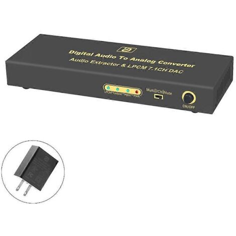 Convertisseur numérique-analogique HD370 DAC optique SPDIF RAC - Compatible HDMI - Prise audio américaine (1/5)