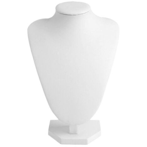 Présentoir à bijoux buste blanc pour colliers, support pour salon professionnel avec similicuir (1/5)