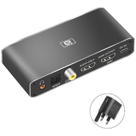 Extracteur audio compatible HDMI HD375 eARC ARC-AUX DAC coaxial Répartiteur audio - Royaume-Uni (1/5)
