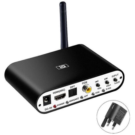 Décodeur audio 5.1, récepteur compatible Bluetooth pour ordinateur portable/enceinte, convertisseur audio - Royaume-Uni (1/5)