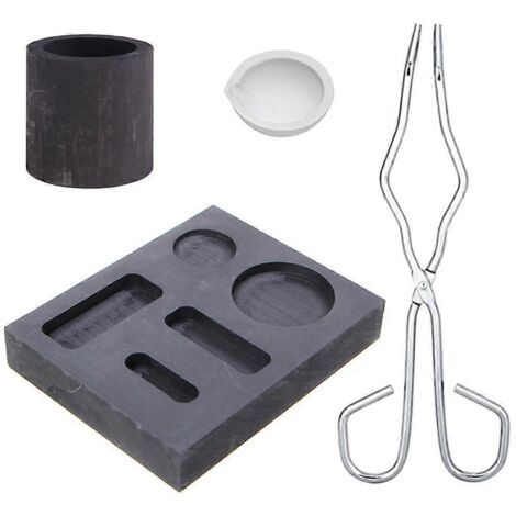 Ensemble de 4 pièces comprenant une pince à creuset, un bol et un moule combiné, utilisé pour le platine, l'or et l'argent. (1/5)