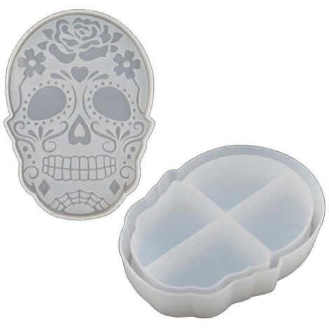 Moule à plateau en résine, moule à boîte de rangement en forme de crâne en résine, moule à plateau de service en silicone (1/5)
