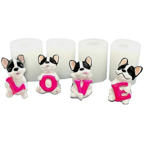 Moule en silicone 3D LOVE en forme de petit chien mignon pour la fabrication de savons décoratifs. (1/5)