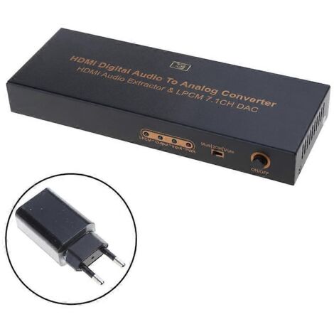 Convertisseur numérique-analogique HD370 DAC optique SPDIF RAC - Compatible HDMI - Prise audio UE (1/5)