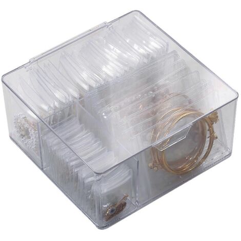Pochette d'emballage pour bijoux avec boîte de rangement, sachets zip en PVC auto-scellants et épais, (1/5)